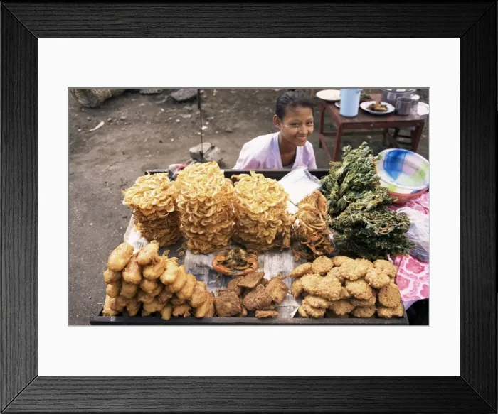 Framed Print : Street food stall, Yangon (Rangoon), Myanmar (Burma), Asia Framed Print : Street food stall, Yangon (Rangoon), Myanmar (Burma), Asia