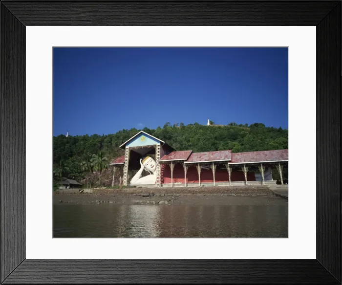 Framed Print : The reclining Shwe Tha Lyaung Buddha, at 44m long one of Myanmars largest Framed Print : The reclining Shwe Tha Lyaung Buddha, at 44m long one of Myanmars largest