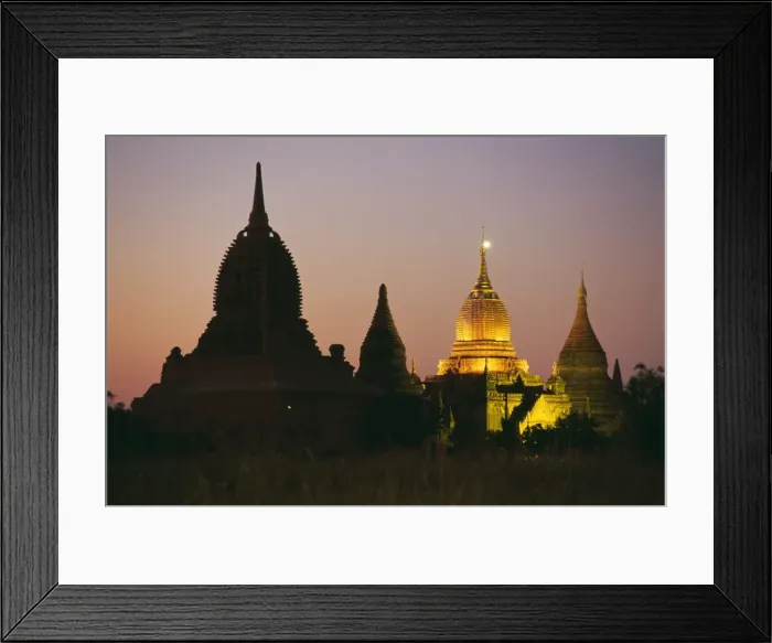 Framed Print : Ancient temples and pagodas at dusk, Bagan (Pagan), Myanmar (Burma), Asia Framed Print : Ancient temples and pagodas at dusk, Bagan (Pagan), Myanmar (Burma), Asia