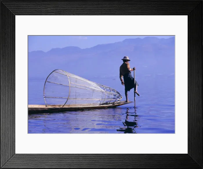 Framed Print : Intha fisherman, leg-rowing, Inle Lake, Shan State, Myanmar (Burma), Asia Framed Print : Intha fisherman, leg-rowing, Inle Lake, Shan State, Myanmar (Burma), Asia