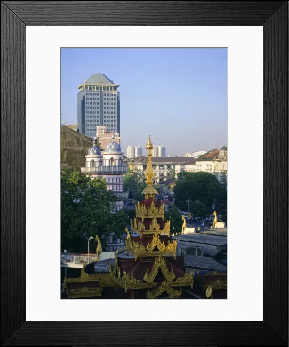 Framed Print : Skyline of central area and Sule Paya (Sule pagoda), Yangon (Rangoon), Myanmar (Burma) Framed Print : Skyline of central area and Sule Paya (Sule pagoda), Yangon (Rangoon), Myanmar (Burma)