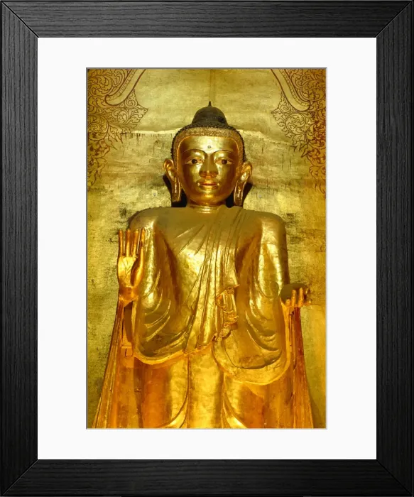 Framed Print : Standing Buddha statue, Ananda Pahto Temple, Bagan (Pagan), Myanmar (Burma)