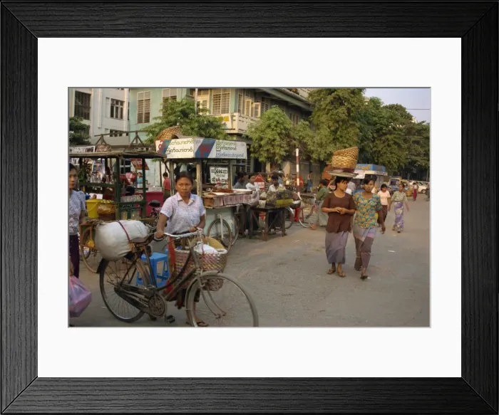 Framed Print : Evening market street scene, Mandalay, Myanmar (Burma), Asia Framed Print : Evening market street scene, Mandalay, Myanmar (Burma), Asia