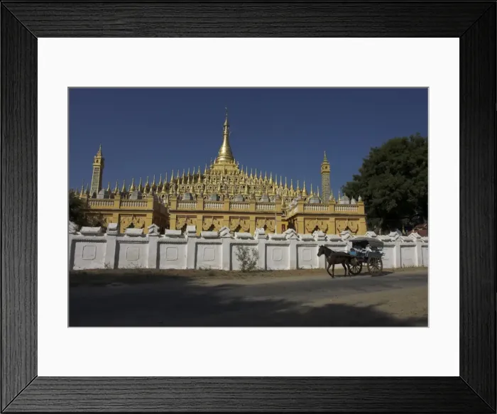 Framed Print : Horse and cart passing the Thanboddhay Paya, built between 1939 and 1952 by Moehnyin Sayadaw Framed Print : Horse and cart passing the Thanboddhay Paya, built between 1939 and 1952 by Moehnyin Sayadaw