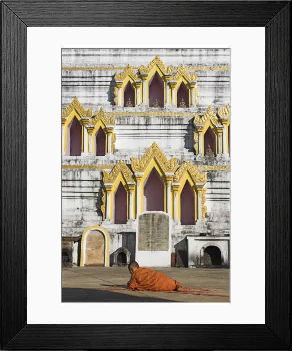 Framed Print : Novice monk lying on mat writing, Wat Jong Kham thought to date from the 13th century Framed Print : Novice monk lying on mat writing, Wat Jong Kham thought to date from the 13th century
