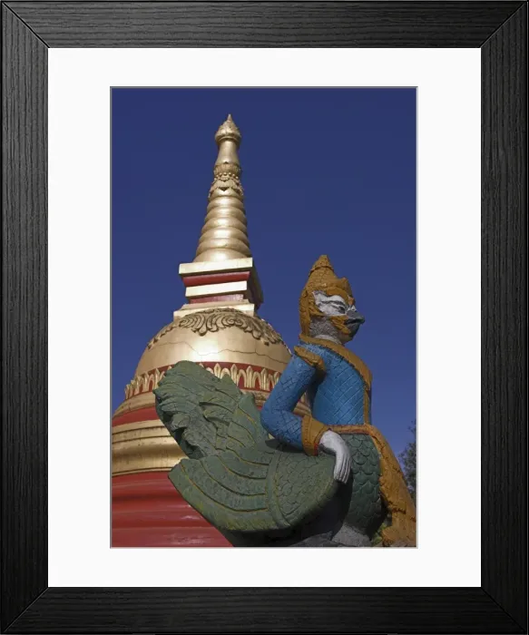 Framed Print : Statue and stupa, Wat In, named after the Hindu God Indra, Kengtung (Kyaing Tong) Framed Print : Statue and stupa, Wat In, named after the Hindu God Indra, Kengtung (Kyaing Tong)