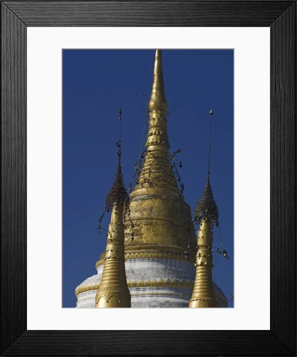 Framed Print : Gilded zedi, said to contain Buddhas hair relics, topped by gold hti inlaid with silver Framed Print : Gilded zedi, said to contain Buddhas hair relics, topped by gold hti inlaid with silver