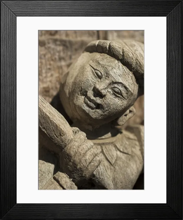 Framed Print : Carving on traditional wooden monastery, once part of the Royal Palace complex Framed Print : Carving on traditional wooden monastery, once part of the Royal Palace complex