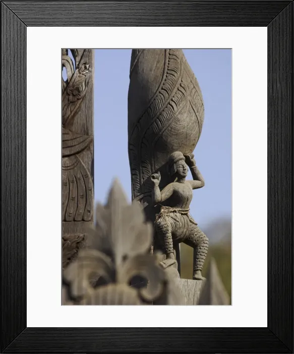 Framed Print : Carvings on the 18th century monastery of Nat Taung Kyaung (May-taung taik) thought to be the oldest wooden monastery in the area, Bagan (Pagan), Myanmar Framed Print : Carvings on the 18th century monastery of Nat Taung Kyaung (May-taung taik) thought to be the oldest wooden monastery in the area, Bagan (Pagan), Myanmar