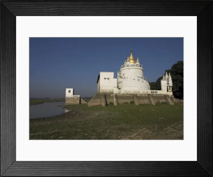 Framed Print : Spiral temple on Taungthaman Lake near U Beins Bridge, Mandalay, Myanmar (Burma)