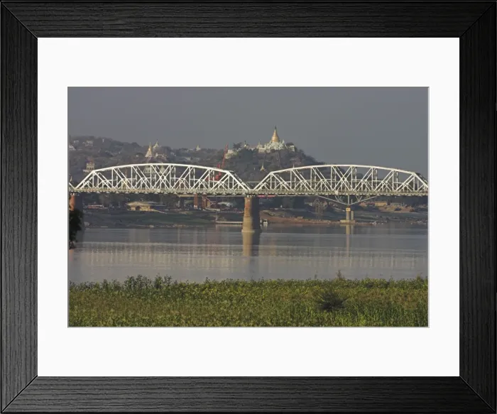 Framed Print : The 16 span Ava Bridge across the Ayeyarwaddy River engineered by the British in 1934 Framed Print : The 16 span Ava Bridge across the Ayeyarwaddy River engineered by the British in 1934