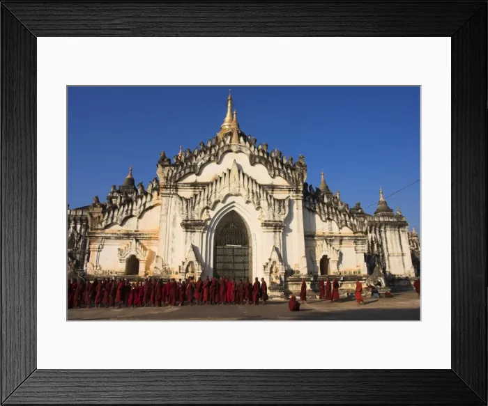 Framed Print : Monks waitng in a long line to collect alms, Ananda festival, Ananda Pahto (Temple) Framed Print : Monks waitng in a long line to collect alms, Ananda festival, Ananda Pahto (Temple)