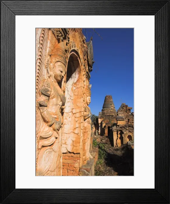 Framed Print : Complex of unrestored shrines and stupas at Nyaung Ohak Monastery (Under the Banyan Trees monastery), Indein, Inle Lake, Shan State, Myanmar Framed Print : Complex of unrestored shrines and stupas at Nyaung Ohak Monastery (Under the Banyan Trees monastery), Indein, Inle Lake, Shan State, Myanmar
