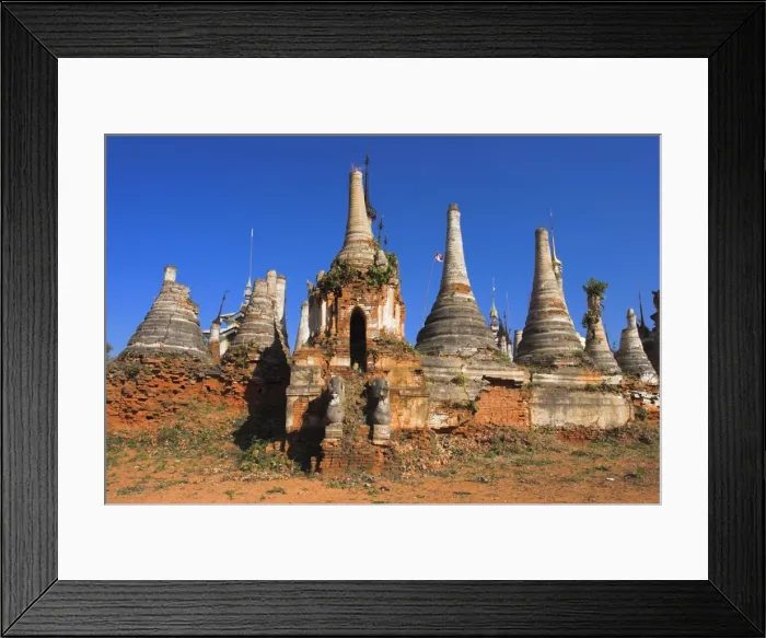 Framed Print : Complex of unrestored shrines and stupas at Nyaung Ohak Monastery (Under the Banyan Trees monastery), Indein, Inle Lake, Shan State, Myanmar Framed Print : Complex of unrestored shrines and stupas at Nyaung Ohak Monastery (Under the Banyan Trees monastery), Indein, Inle Lake, Shan State, Myanmar