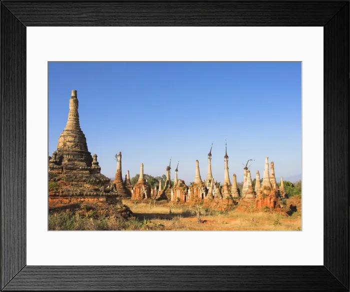 Framed Print : Complex of unrestored shrines and stupas at Nyaung Ohak Monastery (Under the Banyan Trees monastery), Indein, Inle Lake, Shan State, Myanmar Framed Print : Complex of unrestored shrines and stupas at Nyaung Ohak Monastery (Under the Banyan Trees monastery), Indein, Inle Lake, Shan State, Myanmar