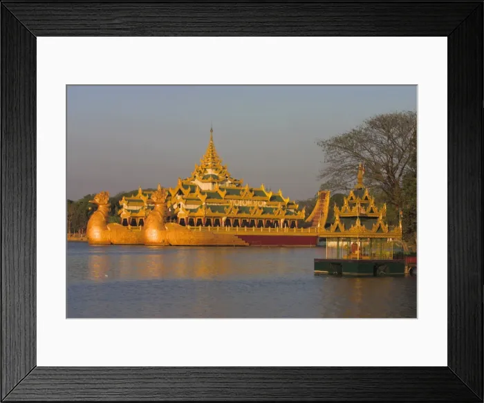 Framed Print : The Karaweik, a concrete replica of the royal barge, Kandawgyi Lake, Yangon