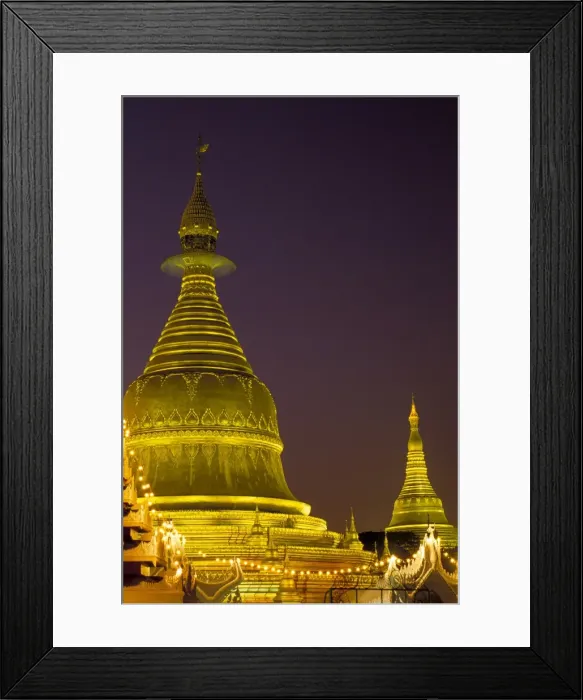 Framed Print : Mahaya Wizaya Pagoda, with Shwedagon Pagoda behind, Yangon (Rangoon), Myanmar (Burma) Framed Print : Mahaya Wizaya Pagoda, with Shwedagon Pagoda behind, Yangon (Rangoon), Myanmar (Burma)