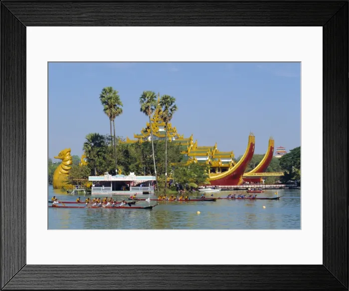 Framed Print : Royal Lakes annual boat race, Yangon, Myanmar, Asia Framed Print : Royal Lakes annual boat race, Yangon, Myanmar, Asia