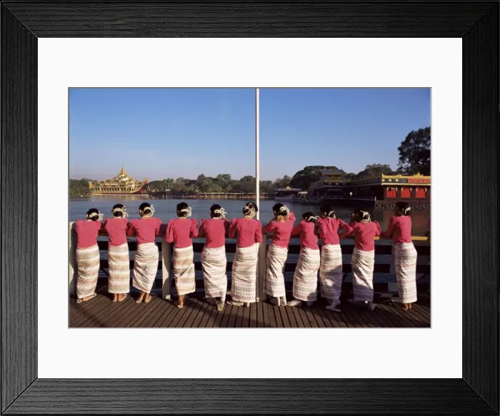 Framed Print : Mon women in traditional dress, Yangon (Rangoon), Myanmar (Burma), Asia Framed Print : Mon women in traditional dress, Yangon (Rangoon), Myanmar (Burma), Asia