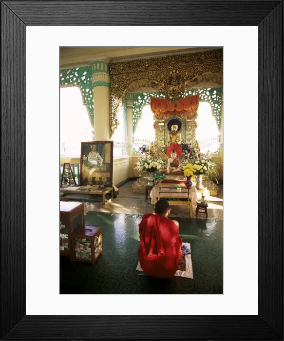 Framed Print : Monk worshipping, Kuthodaw Pagoda, Mandalay, Myanmar (Burma), Asia Framed Print : Monk worshipping, Kuthodaw Pagoda, Mandalay, Myanmar (Burma), Asia