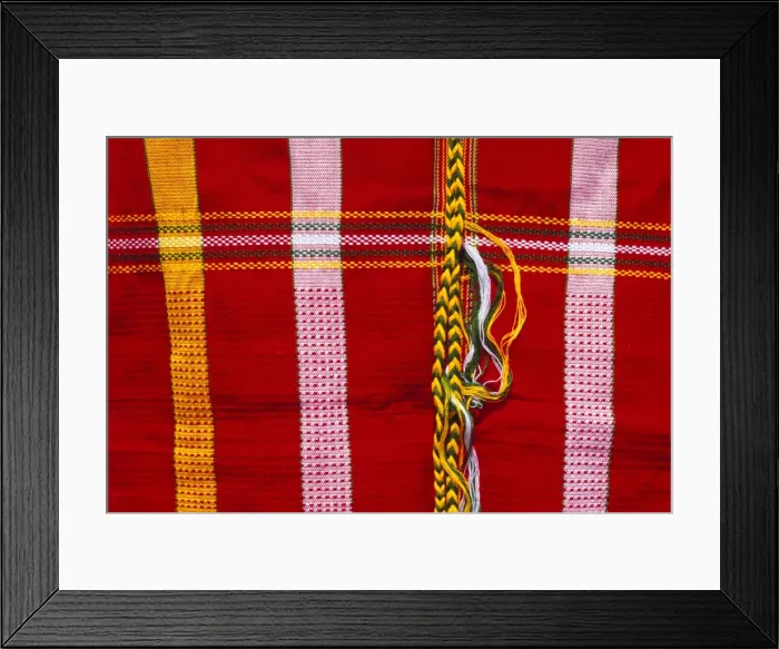 Framed Print : Handmade tunic detail, Kayin (Karen) tribe, Myanmar, Asia