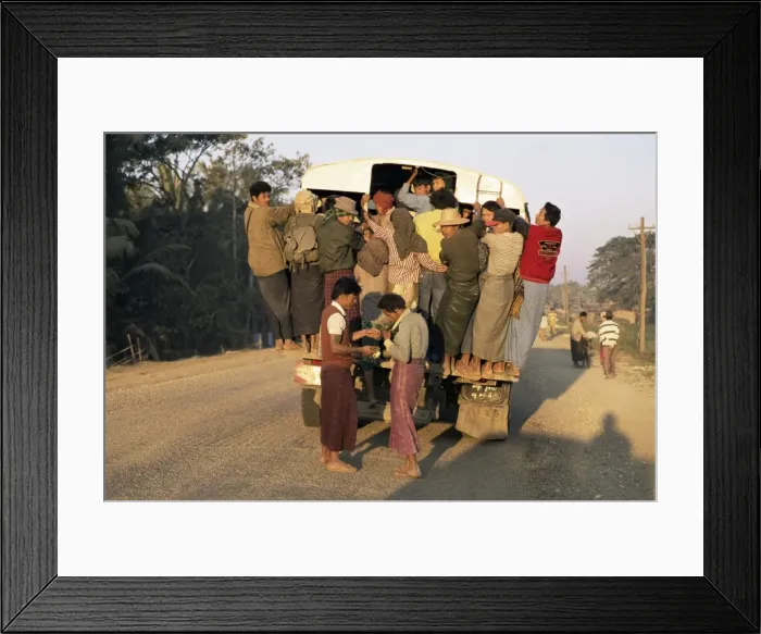 Framed Print : Overcrowded bus, Ayeyarwady Delta, near Yandoon, Myanmar (Burma), Asia Framed Print : Overcrowded bus, Ayeyarwady Delta, near Yandoon, Myanmar (Burma), Asia