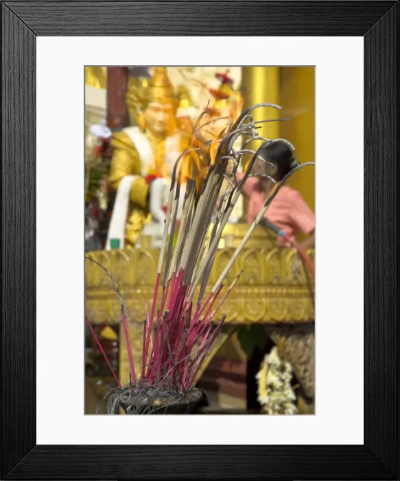 Framed Print : Burning incense, Shwedagon Paya, Yangon (Rangoon), Myanmar (Burma), Asia Framed Print : Burning incense, Shwedagon Paya, Yangon (Rangoon), Myanmar (Burma), Asia