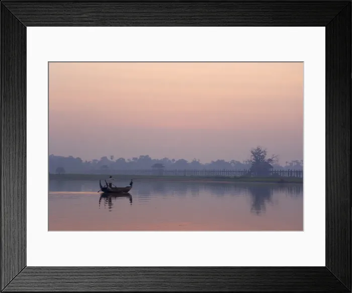 Framed Print : U Beins Bridge and boat on Thaungthaman Lake, Amarapura, Myanmar (Burma), Asia Framed Print : U Beins Bridge and boat on Thaungthaman Lake, Amarapura, Myanmar (Burma), Asia