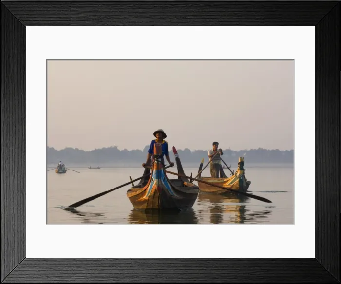 Framed Print : Boats on Thaungthaman Lake, Amarapura, Myanmar (Burma), Asia Framed Print : Boats on Thaungthaman Lake, Amarapura, Myanmar (Burma), Asia
