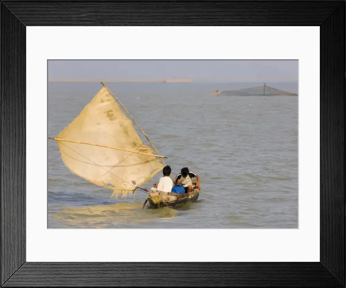 Framed Print : Boat on the Kaladan River, Myanmar (Burma), Asia Framed Print : Boat on the Kaladan River, Myanmar (Burma), Asia