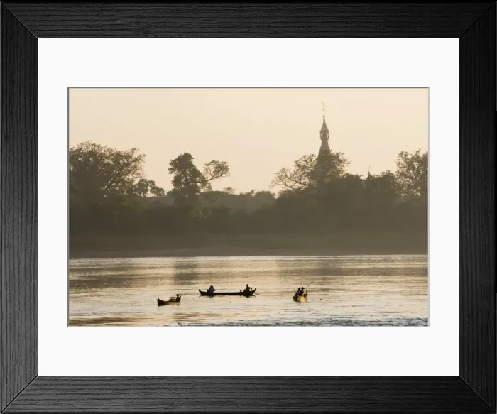 Framed Print : Boats on the Ayeyarwaddy River, Myanmar (Burma), Asia Framed Print : Boats on the Ayeyarwaddy River, Myanmar (Burma), Asia