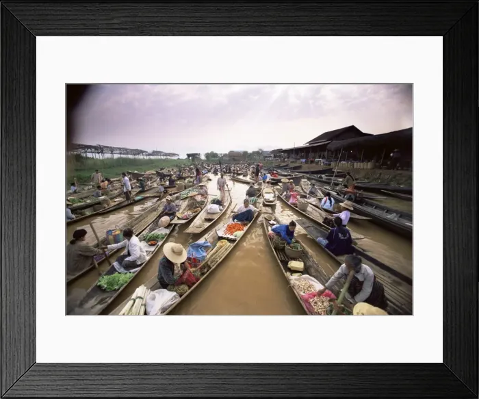 Framed Print : Floating market, Inle Lake, Shan State, Myanmar (Burma), Asia
