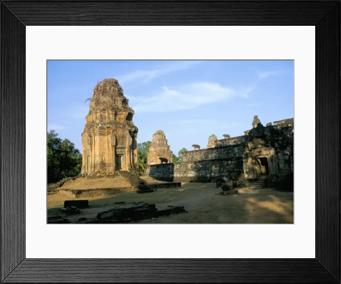 Framed Print : Towers at west of Bakong Temple, Rolous group dating from 9th century, earliest of Angkor temples Framed Print : Towers at west of Bakong Temple, Rolous group dating from 9th century, earliest of Angkor temples