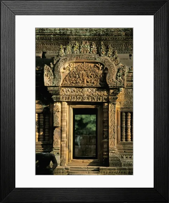 Framed Print : Finely carved doorway within temple of Banteay Srei, founded in 967 AD Framed Print : Finely carved doorway within temple of Banteay Srei, founded in 967 AD