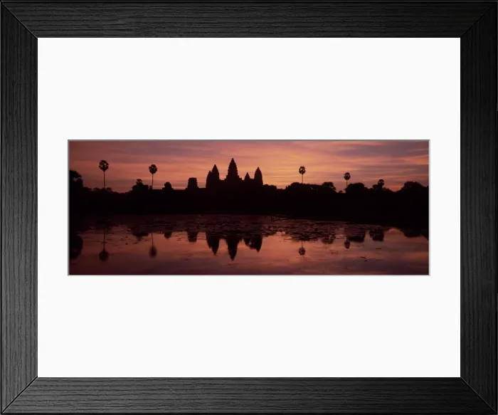 Framed Print : Silhouette and reflections of the temple of Angkor Wat at sunrise, UNESCO World Heritage Site Framed Print : Silhouette and reflections of the temple of Angkor Wat at sunrise, UNESCO World Heritage Site