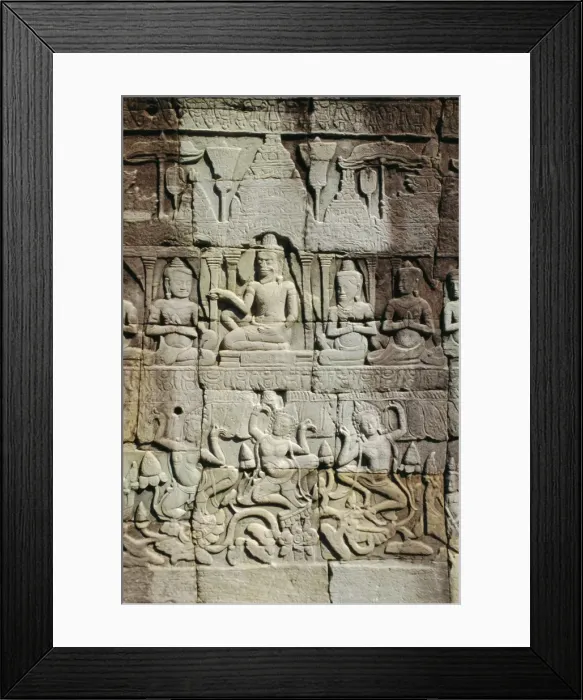 Framed Print : Stone bas-reliefs depicting scenes of rural life and historical events Framed Print : Stone bas-reliefs depicting scenes of rural life and historical events