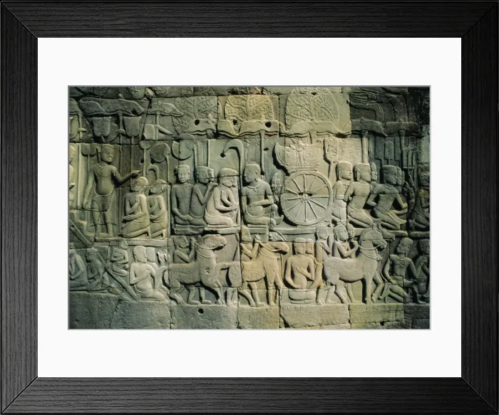 Framed Print : Stone bas-reliefs depicting scenes of rural life and historical events Framed Print : Stone bas-reliefs depicting scenes of rural life and historical events