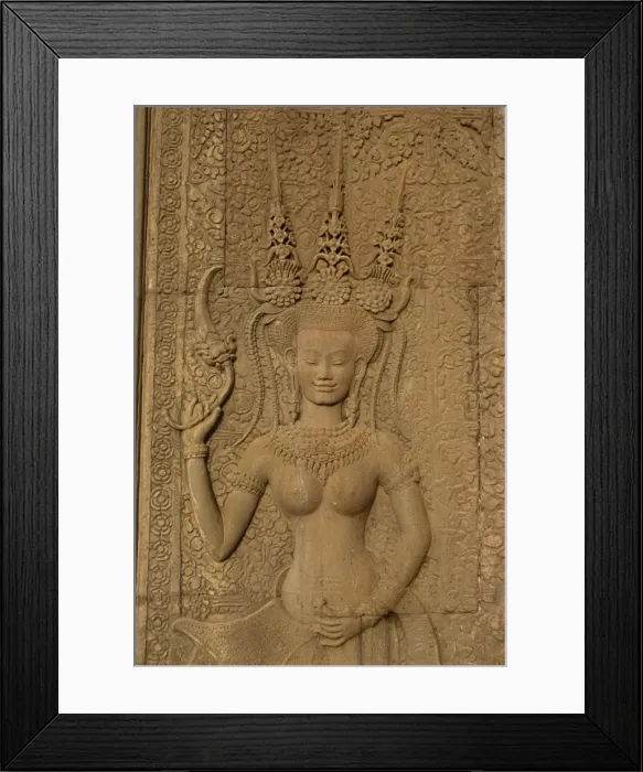 Framed Print : Detail of wall carving depicting an apsara at Angkor Wat, UNESCO World Heritage Site Framed Print : Detail of wall carving depicting an apsara at Angkor Wat, UNESCO World Heritage Site
