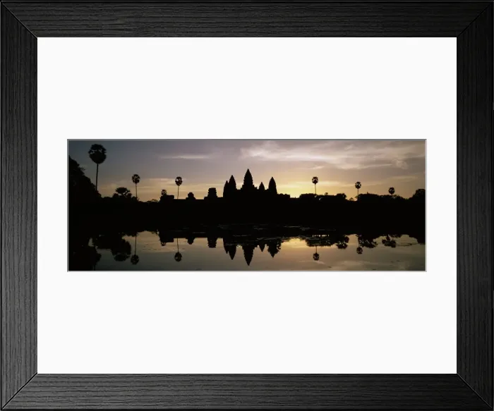 Framed Print : Silhouette of the temple of Angkor Wat reflected in the lake, UNESCO World Heritage Site Framed Print : Silhouette of the temple of Angkor Wat reflected in the lake, UNESCO World Heritage Site