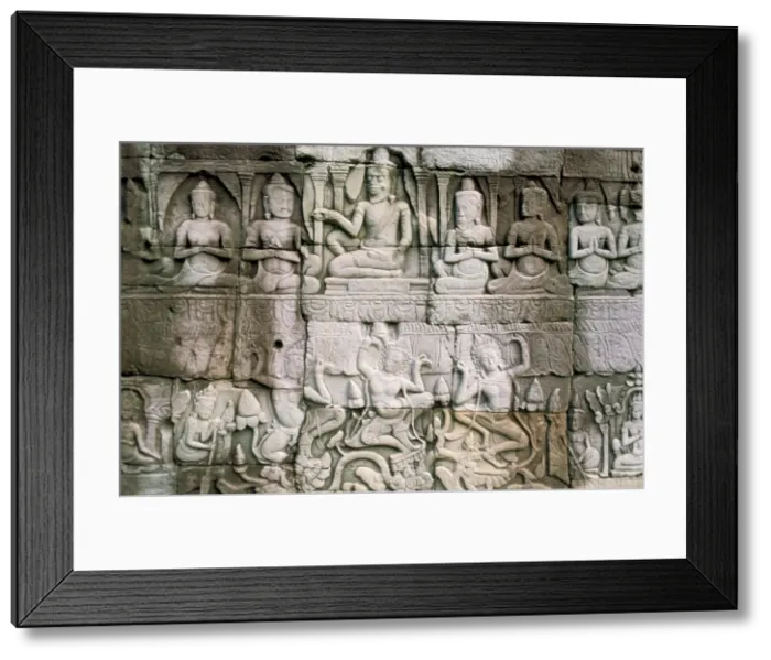 Framed Print : Detail of reliefs, the Bayon, Angkor, UNESCO World Heritage Site, Siem Reap Framed Print : Detail of reliefs, the Bayon, Angkor, UNESCO World Heritage Site, Siem Reap