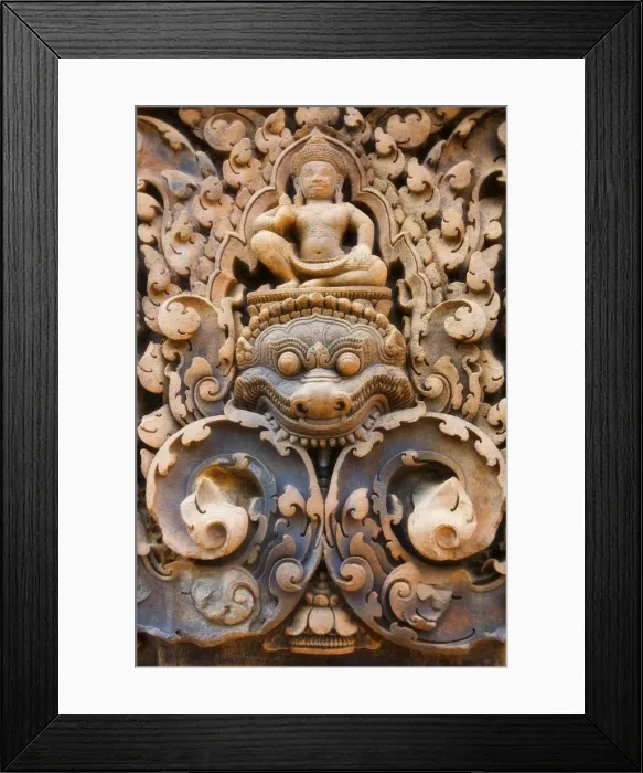 Framed Print : Detail of stone carvings, Banteay Srei, Angkor, UNESCO World Heritage Site Framed Print : Detail of stone carvings, Banteay Srei, Angkor, UNESCO World Heritage Site