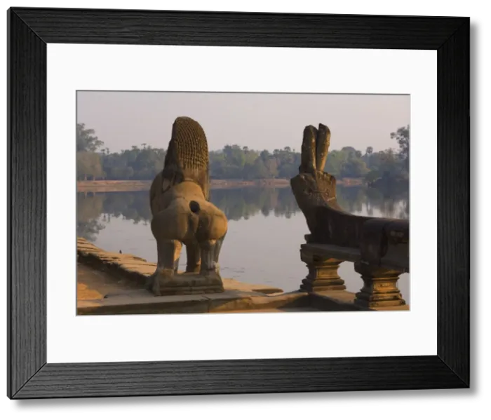 Framed Print : Lion and Naga serpent statues, Angkor Wat, Angkor, UNESCO World Heritage Site Framed Print : Lion and Naga serpent statues, Angkor Wat, Angkor, UNESCO World Heritage Site