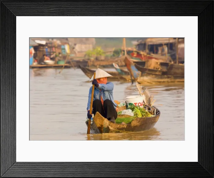 Framed Print : Woman in boat, Chong Kneas floating village, Tonle Sap Lake, Siem Reap Framed Print : Woman in boat, Chong Kneas floating village, Tonle Sap Lake, Siem Reap