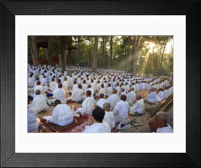 Framed Print : Buddhist monks and nuns gather for a ceremony for peace, Bayon temple, Angkor Framed Print : Buddhist monks and nuns gather for a ceremony for peace, Bayon temple, Angkor