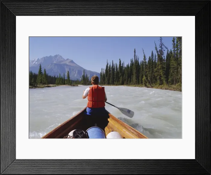 Framed Print : Canoe trip on the Kicking Horse River, British Columbia, Canada