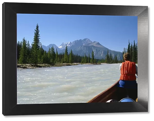 Canoe trip, Kicking Horse River, Rocky Mountains, British Columbia, Canada, North America