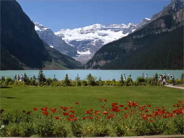 Lake Louise with the Rocky Mountains in the background, in Alberta, Canada, North America