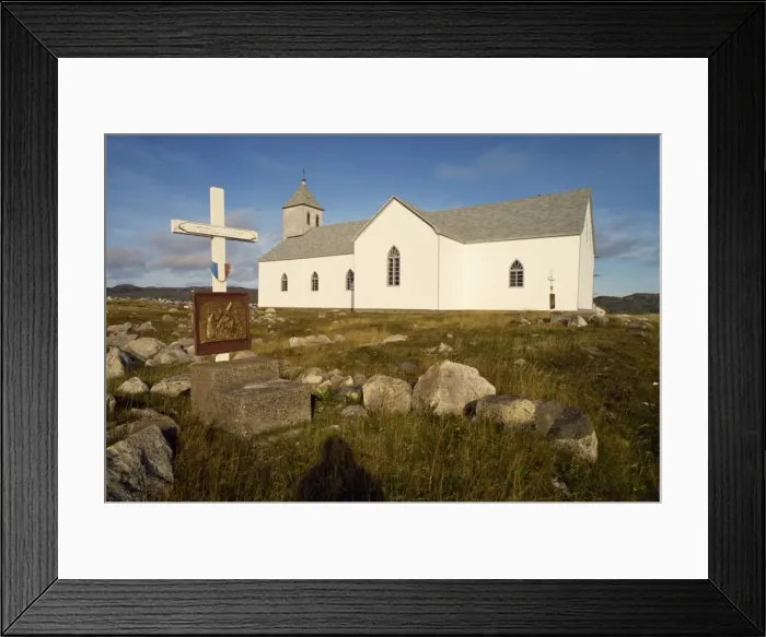 Framed Print : Station of the Cross and church at St. Pierre et Miquelon on the Isle aux Marins Framed Print : Station of the Cross and church at St. Pierre et Miquelon on the Isle aux Marins