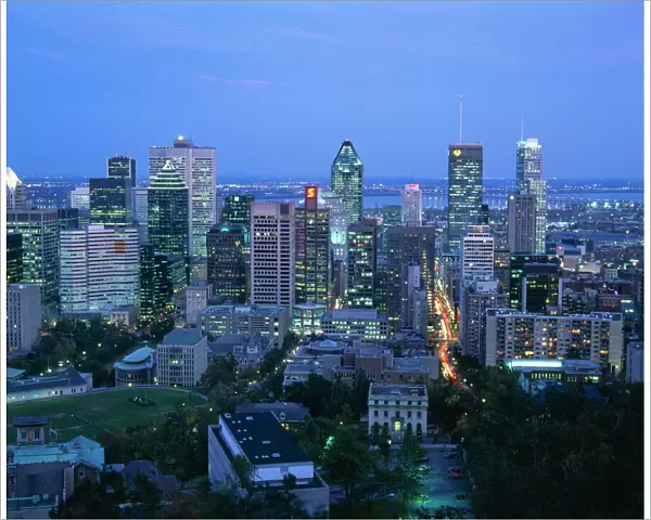 Elevated view of the Montreal city skyline, Montreal, Quebec, Canada, North America