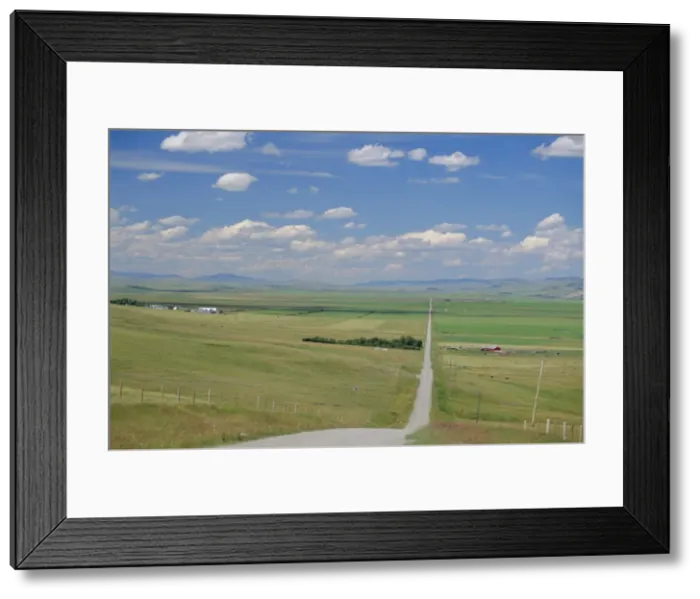 Framed Print : Road across prairie wheatlands, south of Calgary, Alberta, Canada